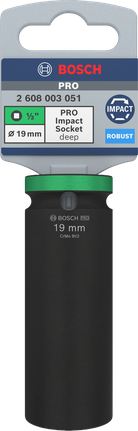 Kunci Sok Impact Bosch PRO 1/2 inci kedalaman 19 mm.